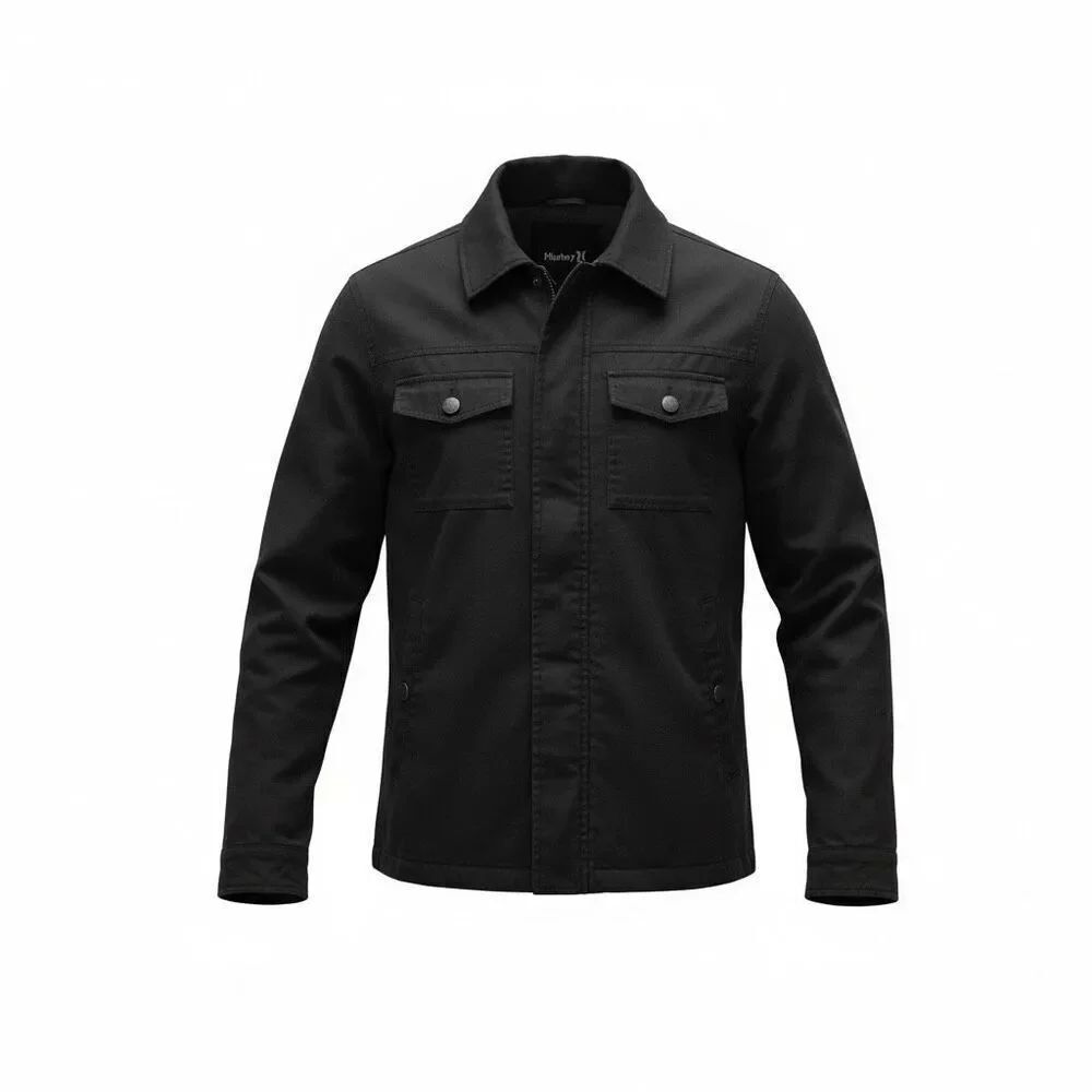 Hurley Men's M Black Canvas Workwear Jacket Fleece Lined Field Coat Gorpcore